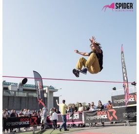 Long lever ratchet for slackline