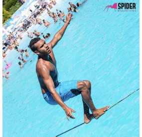 Long lever ratchet for slackline